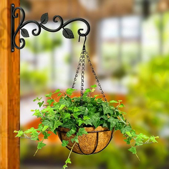 Wandhangers voor Bloempotten en Hangmanden– Metalen Sierlijk Bladontwerp – Geschikt voor Binnen en Buiten