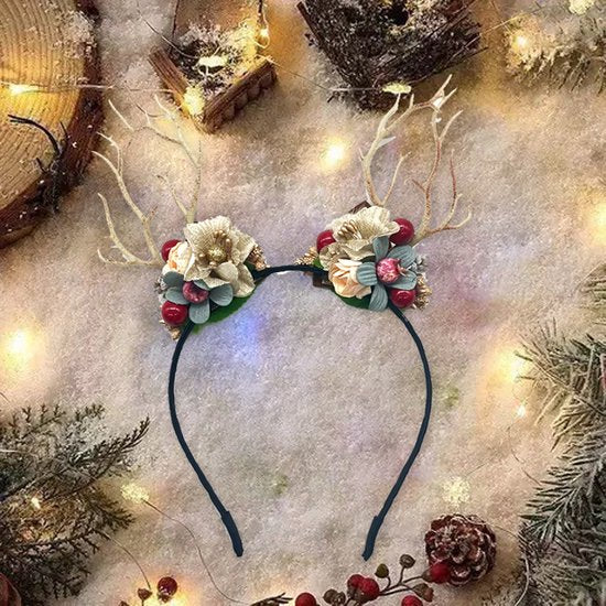 Prachtige Handgemaakte kerst Haarband met Bloemen- en Bessen