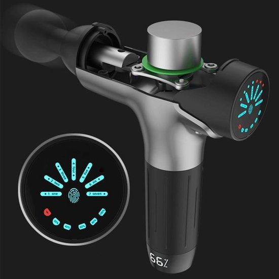 TDR -  Massage Gun - Massage Pistool - Massage Apparaat - Voor Sportmassage, Fascia, Relaxmassage & Spierpijn - 7 Verschillende Niveaus- 8 Opzetstukken  - Grijs