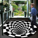 TDR - Gedrukt 3D visueel whirlpooltapijt zwart en wit 100 * 100cm