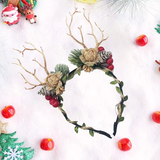 Prachtige Handgemaakte kerst Haarband met dennenappels- en B