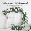 Kunstwijnstok met 21 witte rozen - 1.85m decoratie