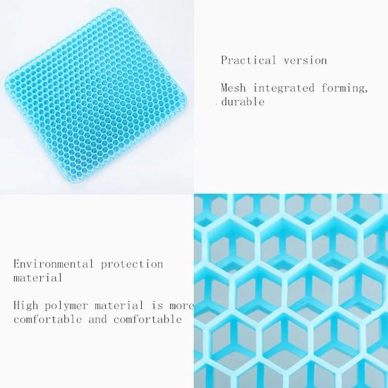 TDR - Gel kussen -Verminderd rugklachten- inclusief wasbare hoes -Geschikt op elke stoel-zwart-41*37*4CM