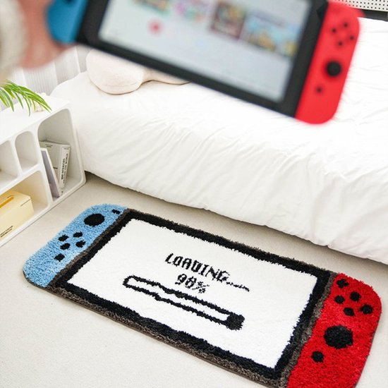 Uniek game thema Vloerkleed - Verrijk Je Interieur met Gamerspassie -Antislip, Comfortabel & Duurzaam-Rood en blauw 50*120cm