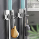 2 stuks RVS Bezem- en Mophouder met Zelfklevende Installatie - Ideaal voor Keuken & Badkamer
