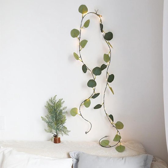 led lichtstring/lichtsnoer eucalyptusbladeren wijnstok licht 10meter 100 lampjes-wekt op batterij