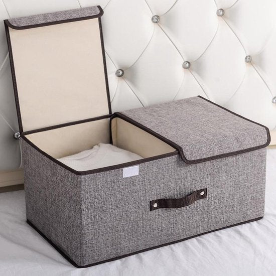 Opvouwbare Opbergbox 2 Stuks - 2 Vakken - Grijs 50x30x25cm