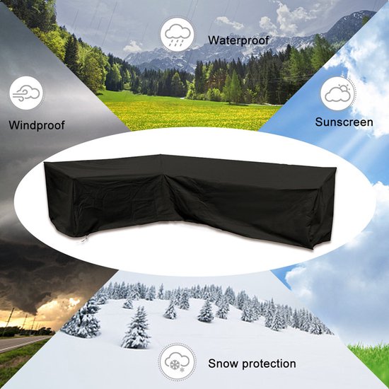 Premium Waterdichte Hoekbankhoes - 210D Oxford Stof, UV-bestendig, Sneeuw- en Winddicht - Geschikt voor Buitenmeubilair - 222 x 286 x 82 cm