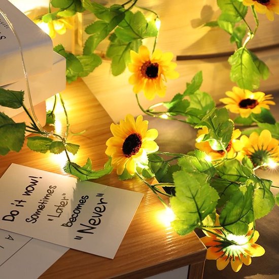 Rozenbloem LED Decoratielampenslinger - 1,5 meter - 10 LED Lampjes - Sfeerverlichting - IP65 - Voor Binnen - Warm Wit
