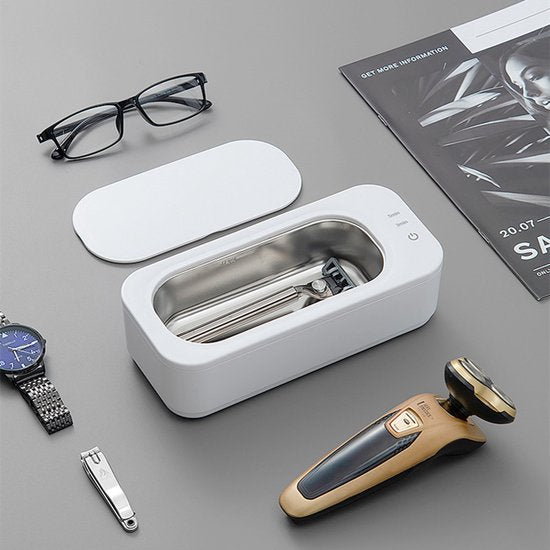 TDR - Mini ultrasoon reiniger - 360 graden reiniging, hoogfrequente trillingen, zonder schurende materialen of chemische middelen, licht van gewicht, waterreservoir met capaciteit van 350 ml