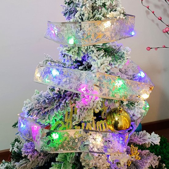 2 Stuks LED Kerstboom Licht Lint- 2m 20 Lichtjes-werkt op Batterij(incl. Batterijen)-kerstdecoratie-Multicolour-zilver