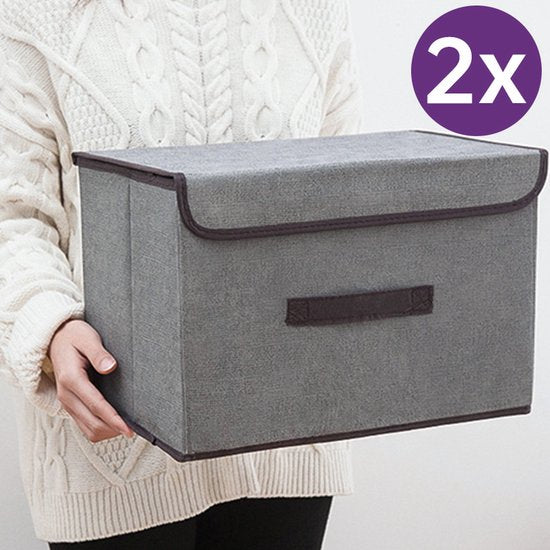 2 Opvouwbare Opbergboxen - Stevig Grijs 37x24x24 cm