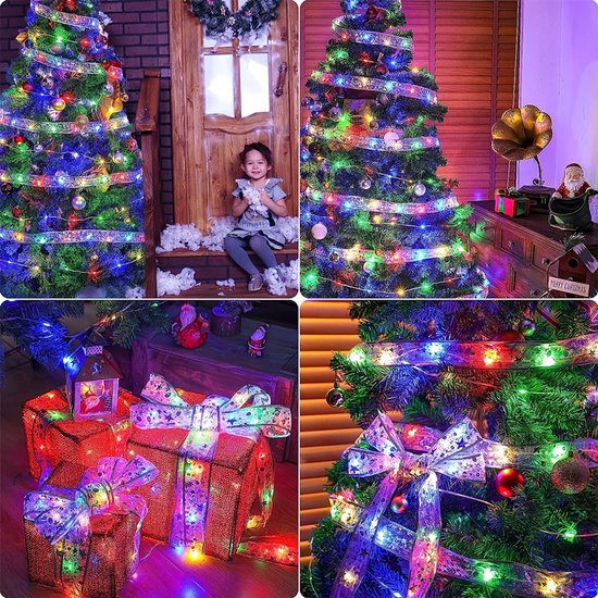 2 Stuks LED Kerstboom Licht Lint- 2m 20 Lichtjes-werkt op Batterij(incl. Batterijen)-kerstdecoratie-Multicolour-zilver