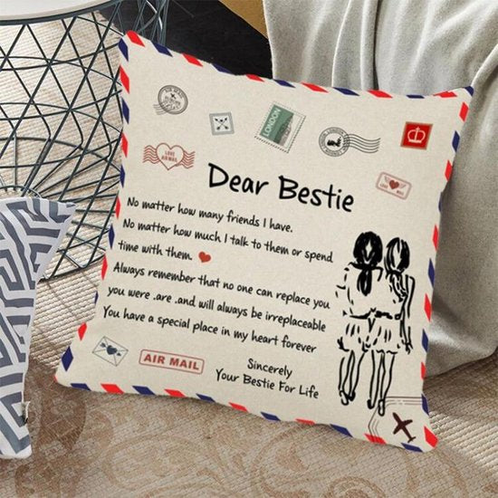 Sierkussensloop 45x45 cm 'Dear Bestie' - cadeau vriendin