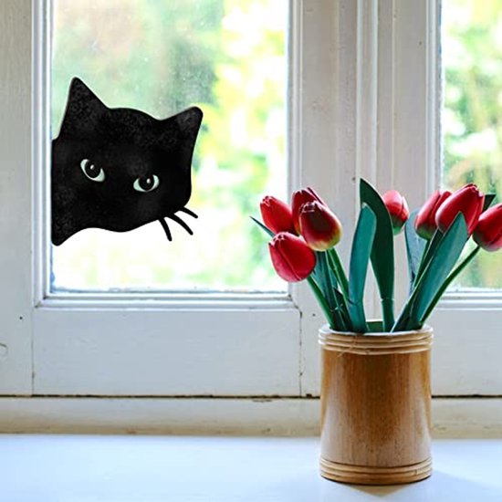 Katten decoraties set - Tuinbeelden dieren - Buiten versieren - Stevig staal - Set van 2 - Zwart – afbeelding 16