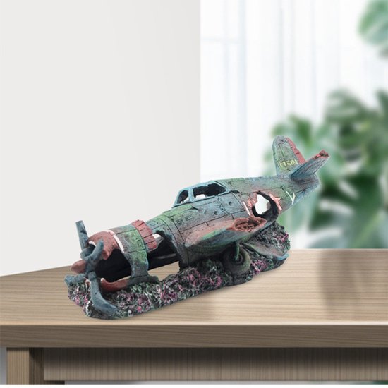 Aquarium decoratie - Gevechtsvliegtuigen - Realistische hars ornamenten voor vistank landschapsarchitectuur - Duurzaam en stabiel - Ideaal voor zoet- en zoutwateraquaria 23 x 10 x 8 cm