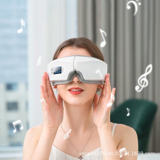 TDR - Draagbare Oogmassage Apparaat - Inc. Bluetooth Speaker - Compact, Draadloos met ingebouwde accu - Oplaadbaar via USB -  Wit