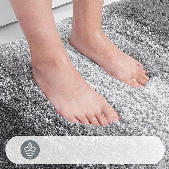 Luxe Hoogpolige Badkamermat 51x76 cm Antislip Grijs