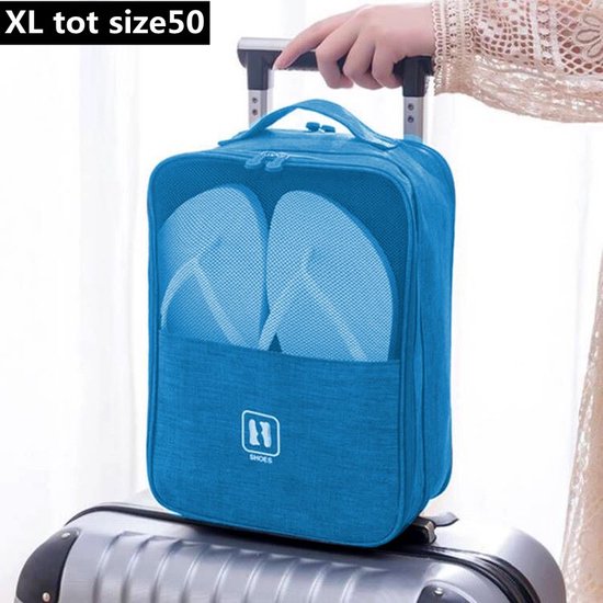 Extra groot schoenen opbergtas - multifunctionele - draagbare opslag - schoenentas -Geschikt tot schoenmaat 50-lichtblauw35 x 26 x 20cm