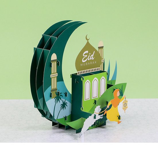 3D pop-up wenskaart Eid Mubarak-Inclusief envelop