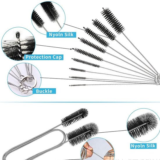 11 delige Schoonmaak borsteltjes- Schoonmaak Ragertjes-Buizenreiniger-Aquarium Pijp Reinigingsborstel -zwart