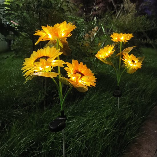 Solarlamp Zonnebloemen - LED met dag/nacht sensor
