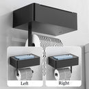 3-in-1 RVS Toiletrolhouders Zelfklevend-Vochtig Toiletpapier houder- met plankje-zwart