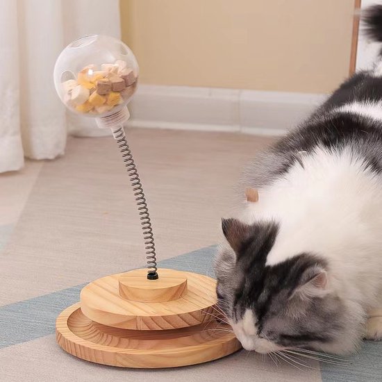 Massief houten draaitafel kattenspeelgoed -Verbeter het jachtinstinct en voedingsgewoonten