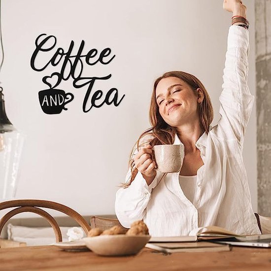 Luxe Metalen Wandbord Koffiekop voor Keuken & Eetkamer