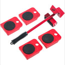 Meubelroller - 4 stuks - met meubelheffer / krik - 5 delig - Max 150kg - Rood