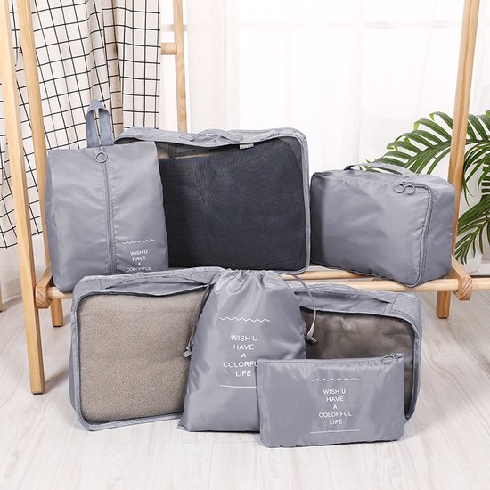 9 delige reisopbergtassenset-Packing Cubes-Bagage organizers- Duurzaamheid en Stijlvol Reizen- grijs
