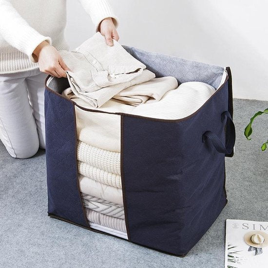 4x62L opbergtassen kleding/dekbed - vezelvlies, marineblauw