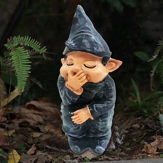 Ondeugende tuinkabouter - Tuindecoratie 6x5x12cm