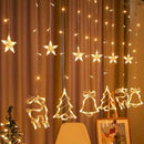 LED Lichtgordijn met Charmante Kerstboom en Belvormige Decoraties- voor een Warme en Feestelijke Leefruimte, 138 Warme LED's