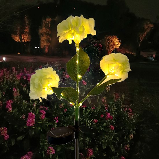 zonne-energie Hortensia Terraslamp voor Sfeervolle Buitenverlichting -Met dag en nacht sensor-IP55- 75,5 cm hoog-groen