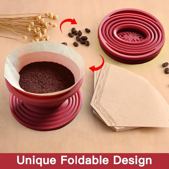 Opvouwbare siliconen koffie filter rood
