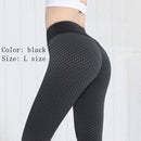 Yogabroek -Sport legging- honingraatontwerp - Hoog getailleerd -Zwart - Maat L