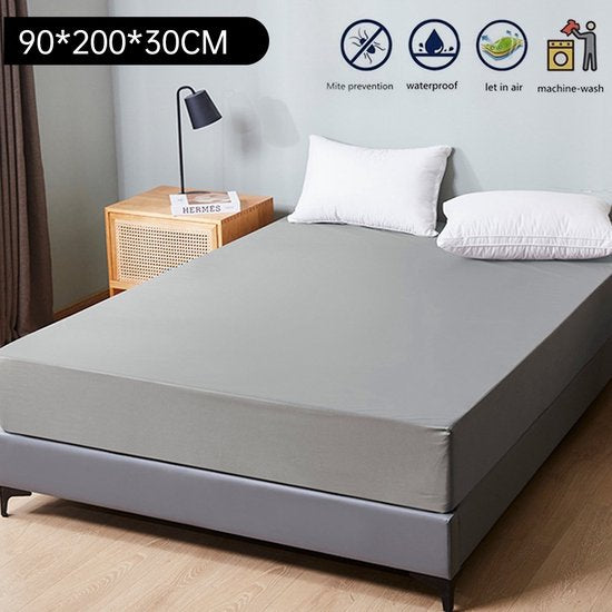 Matrashoes - Ademend & Antibacterieel - Waterdicht - Bescherm uw matras tegen vloeistoffen & allergieën - 90x200cm-grijs