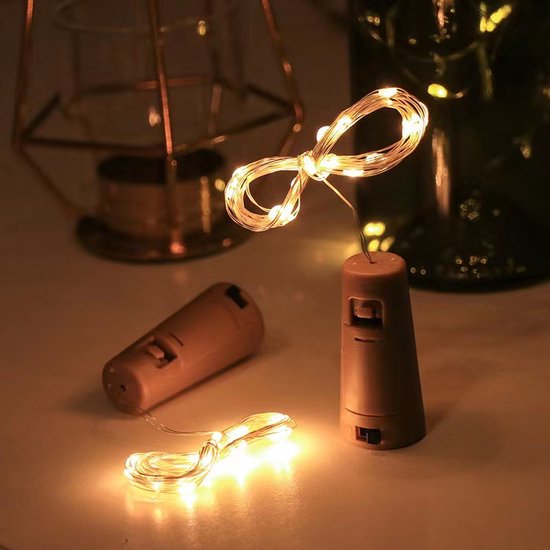 4 stuks Betoverende Wijnkurk-Koperdraadlamp-Creëer Magische Sferen -1 meter lang en met 10 led-lichtjes