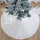 Duurzame Geborduurde Kerstboom Rok - 122cm, Wit/Zilver