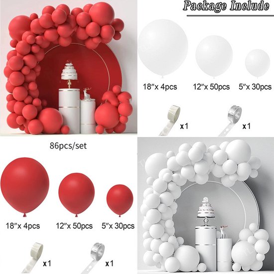 86-delige Macaron Ballonnenset -Ballonnenboog- Feest/ Party-Verjaardag-jubileum-Decoratie-rood