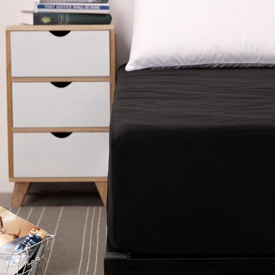 TDR-Tweepersoons Matrashoes - Ademend & Antibacterieel - Waterdicht - Bescherm uw matras tegen vloeistoffen & allergieën180x 200x30CM -zwart