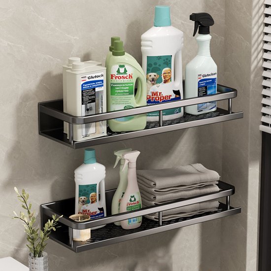 2x Multifunctionele Aluminium Wandplank 50cm - Zwart