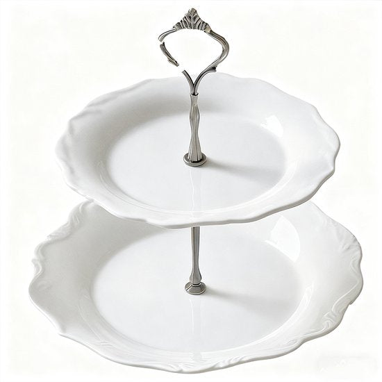 Franse reliëf keramische schaal dubbellaags afternoon tea sc