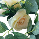 2x Klimop slinger met grote rozen kunstbloem 2m - champagne