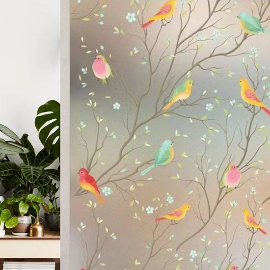 Milieuvriendelijke PVC Glasfolie - Vogelpatroon - 90x200 cm