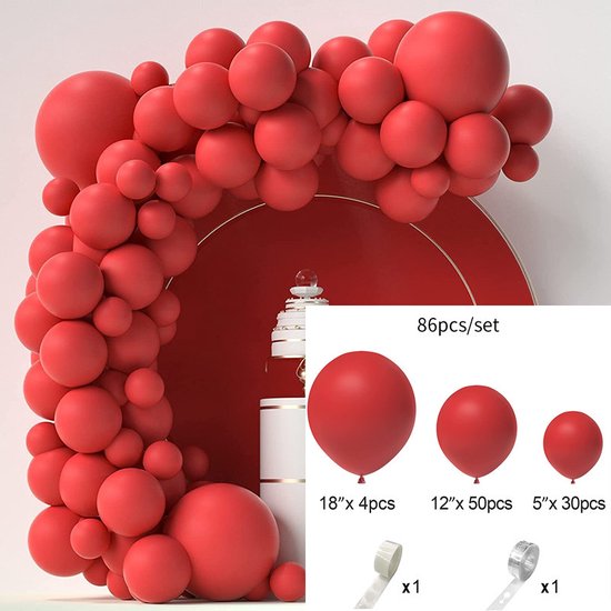 86-delige Macaron Ballonnenset -Ballonnenboog- Feest/ Party-Verjaardag-jubileum-Decoratie-rood
