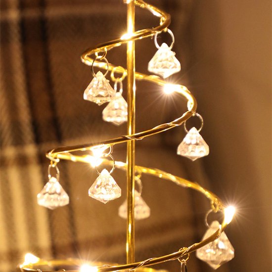 led kerstverlichting -tafellamp- kerstboom vorm lamp werkt op batterij -kerstversiering-gouden warm licht