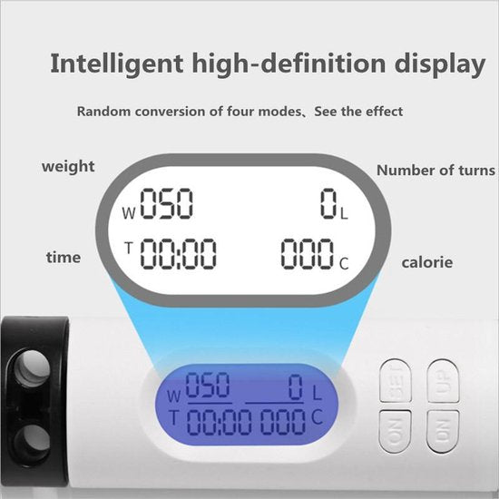 TDR - Slimme / Smart fitness Springtouw - Met of zonder touw (werkt met gewichtbal) - LCD Scherm - elektronisch tellen, tijd en calorieën -  verstelbaar- Wit-indoor en outdoor
