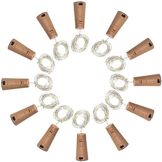 Unikorf 4x Wijnkurk Koperdraadlamp 1m met 10 LED's